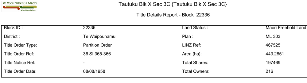 24 Maori Land Online Block Details - Surveying The Bay